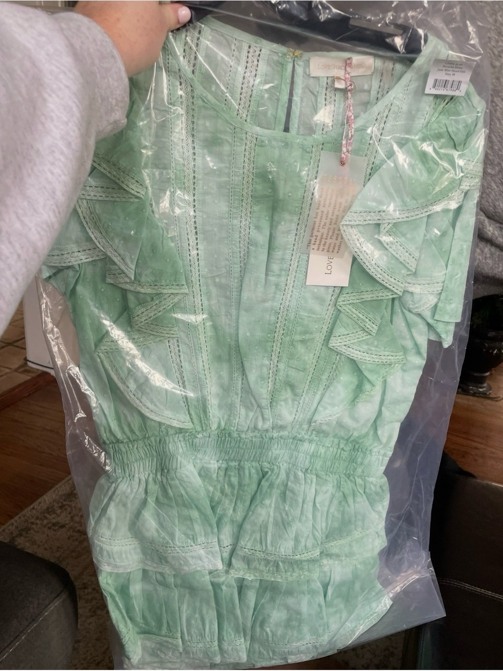 LoveShackFancy Mint Green Ruffle Mini Dress